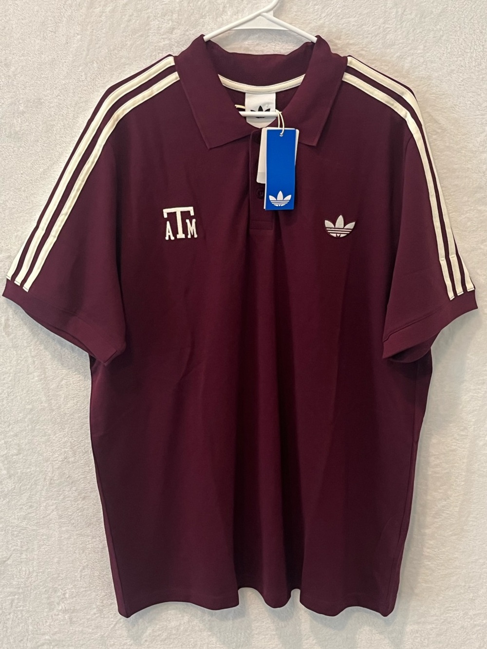 Adidas Texas A&M Aggies Originals Cotton Polo Maroon KC7314 Mens XL NWT